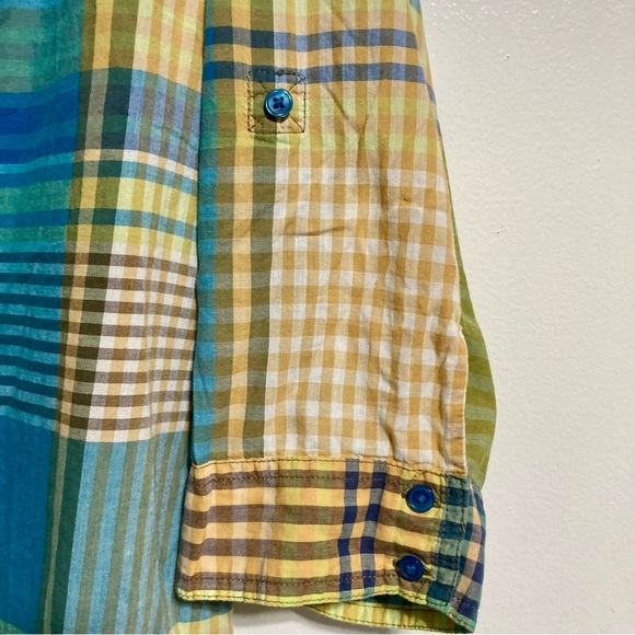 LANE BRYANT Plaid Shirt 100% Cotton Checkered Green Blue Yellow Womens 2X - Picture 11 of 16